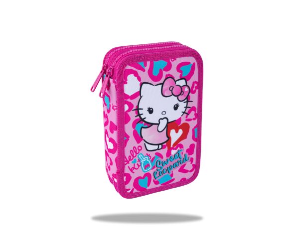 Penál 2 zipy Jumper Hello Kitty Pink 2 - vybavený